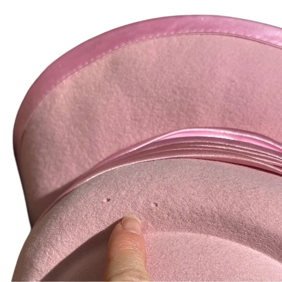 Something Special 100% Felt Pink Brim ribbon feathers Ladies Dress Hat Floral - Picture 9 of 12